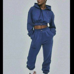 For Love & Lemons XL NWT Blue Josie Sweats Set Pants Top Sweatpants 2 Piece